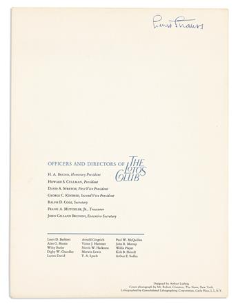 (PRESIDENTS.) Two Lotos Club menus, each Signed by the State Dinner honoree, on front cover: Harry S. Truman * Dwight D. Eisenhower.